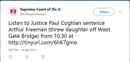Supreme Court of Vic's tweet